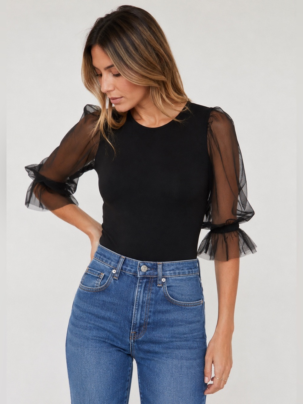 Marcella NYC Bellerose Bodysuit Sustainable European Jersey Mesh XS - Picture 7 of 16